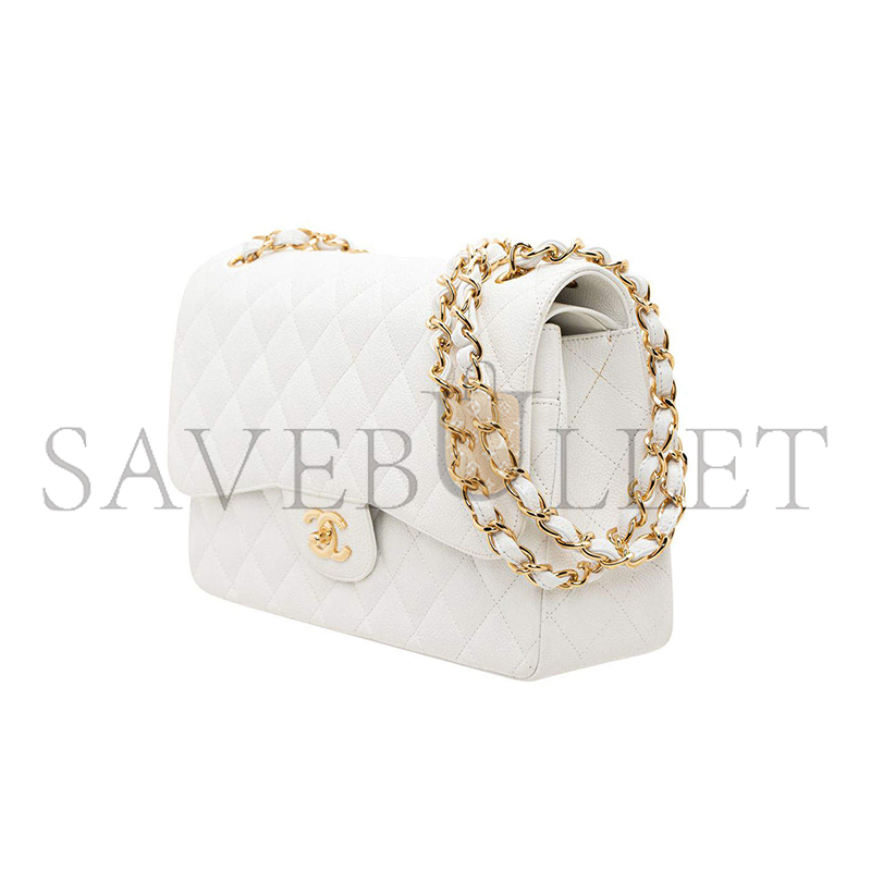 Ch**el quilted caviar leather classic jumbo double flap bag 426504 (30*21*9cm)